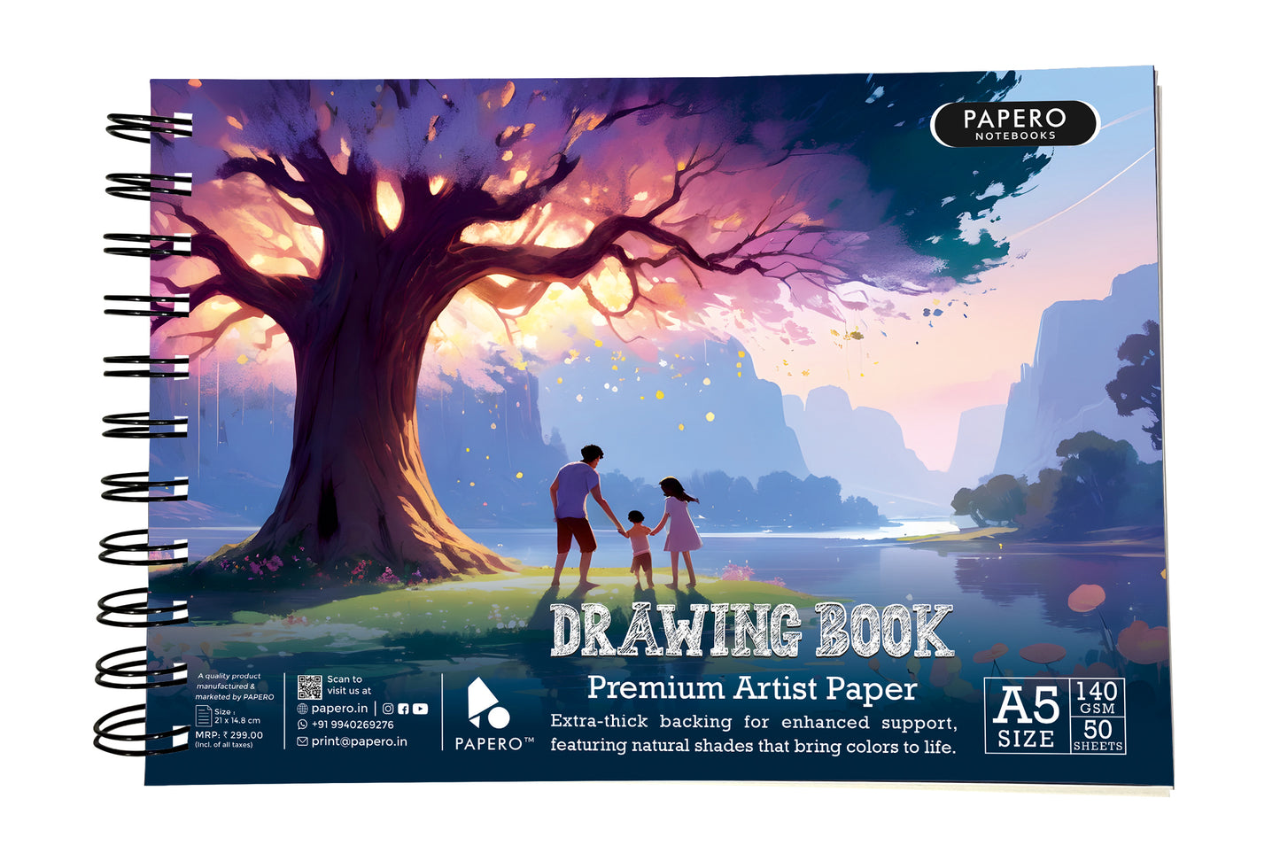 A5 Sketch  | Drawing Book – 140 GSM | Family Tree & Jungle Boat | Pack of 2