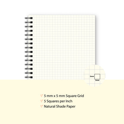 Square Grid Notebook | 5MM Square Graph Design | A4 Size | 100 Pages | Red