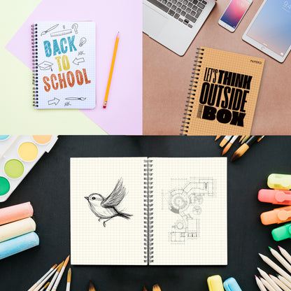 A5 Square Grid Notebook | 100 Pages | Design 1 | (Pack of 3)