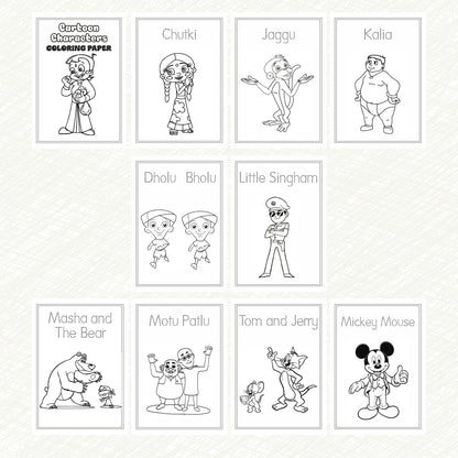 Kids Colouring Paper |  Cartoon Characters-Themed Sheets