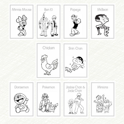 Kids Colouring Paper |  Cartoon Characters-Themed Sheets