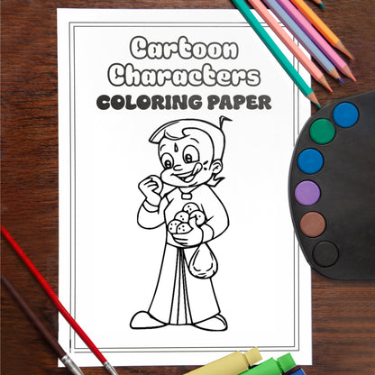 Kids Colouring Paper |  Cartoon Characters-Themed Sheets