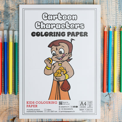 Kids Colouring Paper |  Cartoon Characters-Themed Sheets