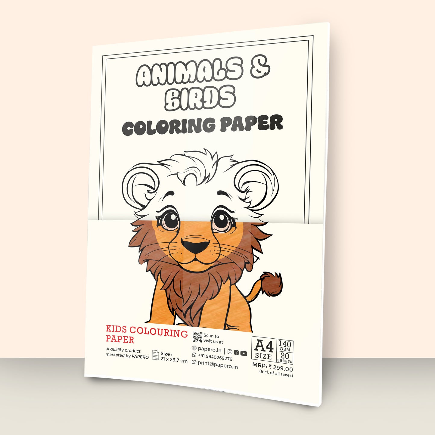 Kids Colouring Paper | 20 Animals & Birds-Themed Sheets