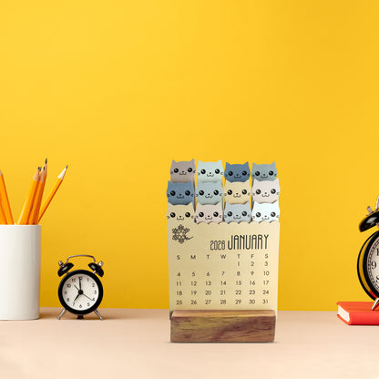 2026 Layer Cute Cat Desk Calendar