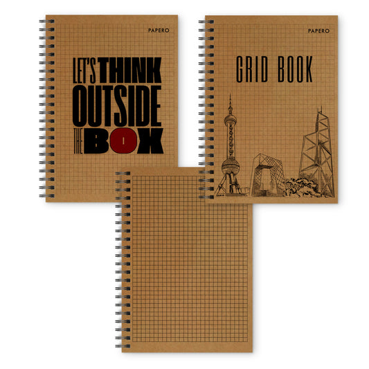 A5 Square Grid Notebook | 100 Pages | Design 1 | (Pack of 3)